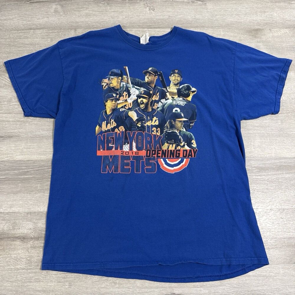 New York Mets Shirt 2018 Opening Day Roster MLB Double Sided Men’s Blue 2XL Tee